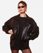 Hailey Bieber PFW 2025 Leather Jacket