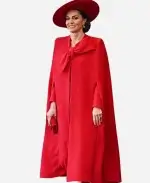Horse Guard Parade Kate Middleton Red Bow Cape Coat