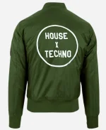 House X Techno CRSSD Green Bomber Jacket For Sale