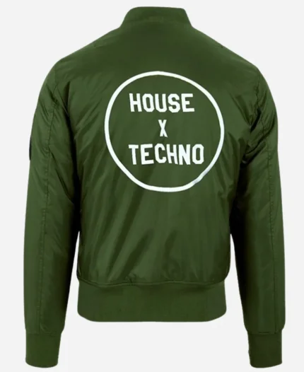 House X Techno CRSSD Green Bomber Jacket For Sale