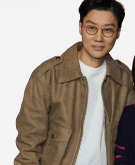 Hwang Dong-hyuk TV Series Squid Game Premier Brown Leather Jacket