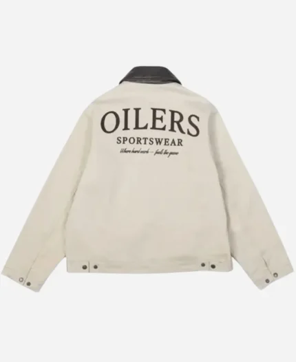 Ice Hockey Team Edmonton Oilers 2025 Cream Canvas Utilitarian Jacket For Unisex