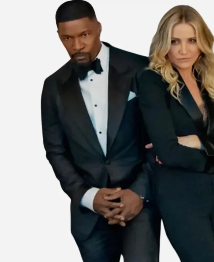Jamie Foxx Movie Back in Action 2025 Matt Black Blazer