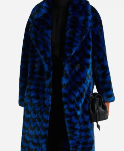Jean Smart TV Series Hacks Season 04 Deborah Vance Blue Printed Fur Coat