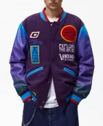 Joshua Cameron Tv Series Supacell Tyrone Blue and Purple Varsity Jacket