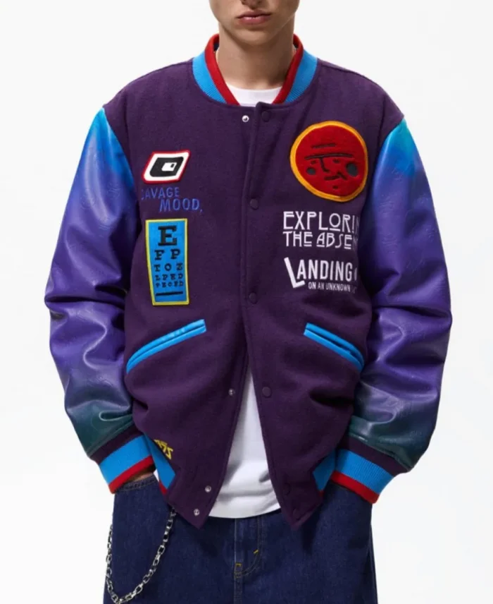 Joshua Cameron Tv Series Supacell Tyrone Blue and Purple Varsity Jacket