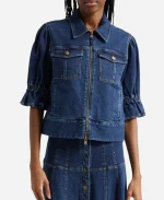 Joy Behar The View 2025 Denim Puff Sleeve Zip Up Jacket