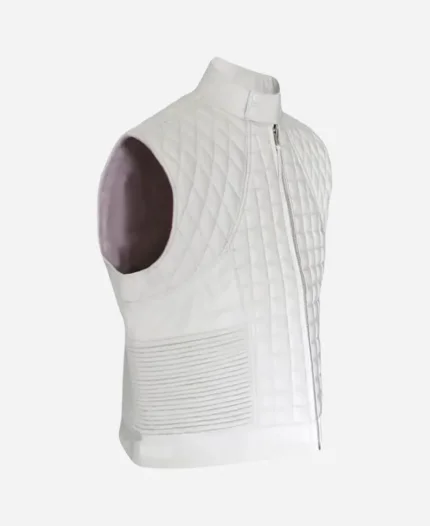 Justin Bieber Fashion Show White Quilted Leather Vest