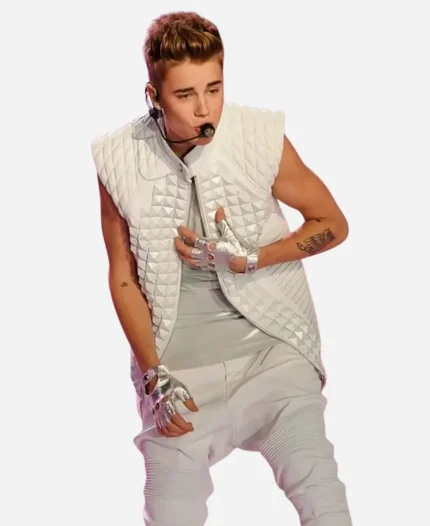 Justin Bieber White Quilted Vest