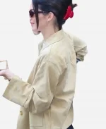 Kendall Jenner 2025 NYC Beige Suede Leather Jacket