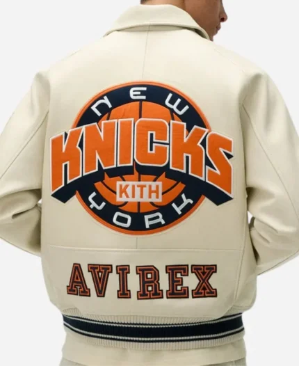 Kith & Avirex New York Knicks Icon Leather Bomber Jacket For Sale