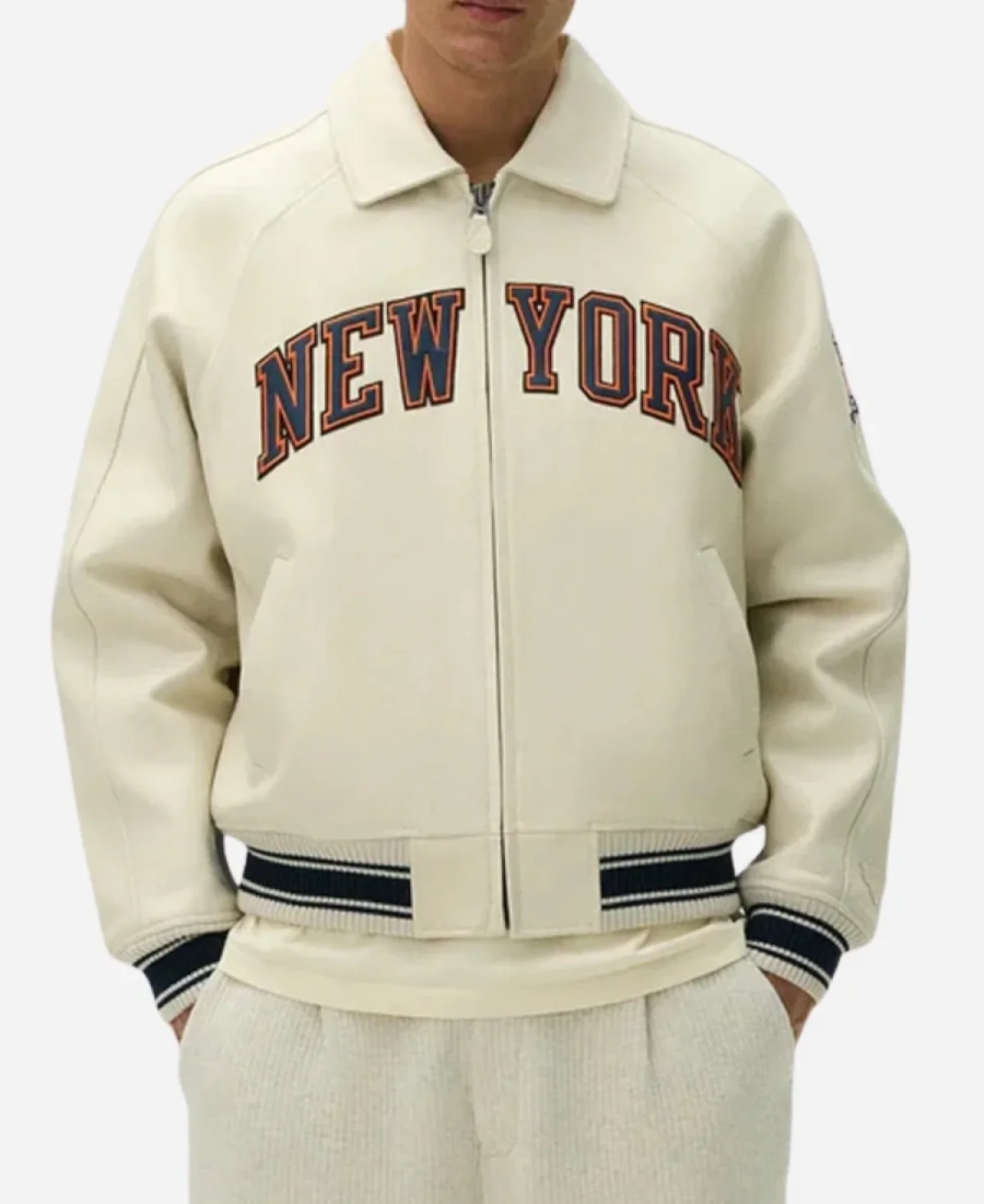 Kith X AVIREX For The Yankees Leather Jacket - Blue & White