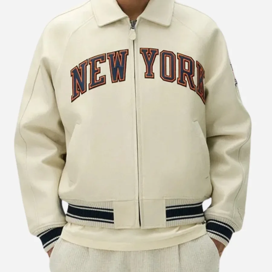 Kith X AVIREX For The Yankees Leather Jacket - Blue & White