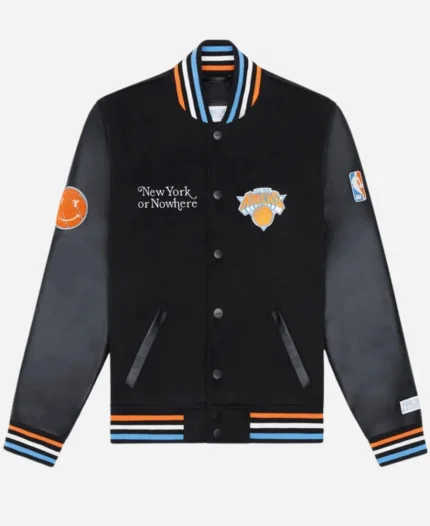 Knicks Playoff Game Mariska Hargitay Black Varsity Jacket