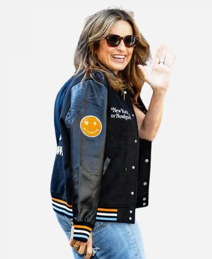 Knicks Playoff Game Mariska Hargitay Varsity Black Jacket