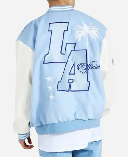 LA Baby M Light Blue Varsity Bomber Jacket