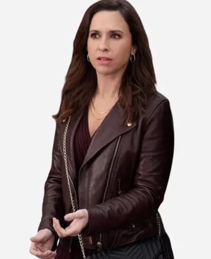 Lacey Chabert Movie An Unexpected Valentine 2025 Hannah Brown Leather Jacket