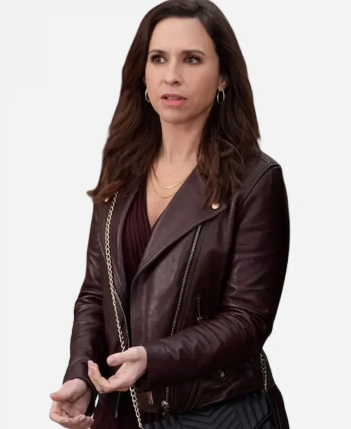 Lacey Chabert Movie An Unexpected Valentine 2025 Hannah Brown Leather Jacket
