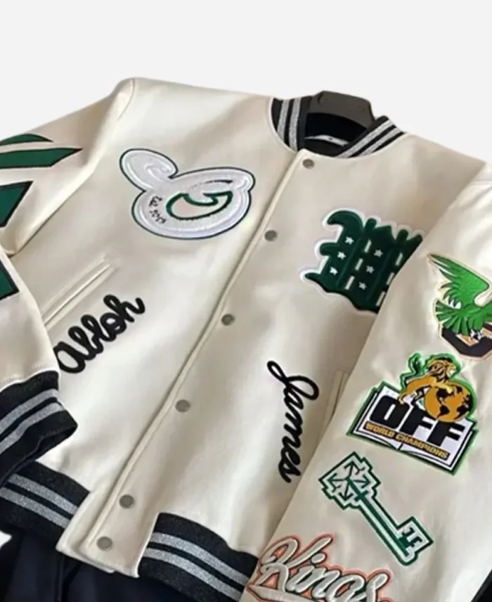 Lebron James Off White Kings Letterman Varsity Jacket For Sale