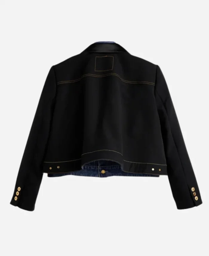 Levi’s x Sacai Women’s Denim x Metelasse Twill Blazer Style Black And Blue Jacket For Sale