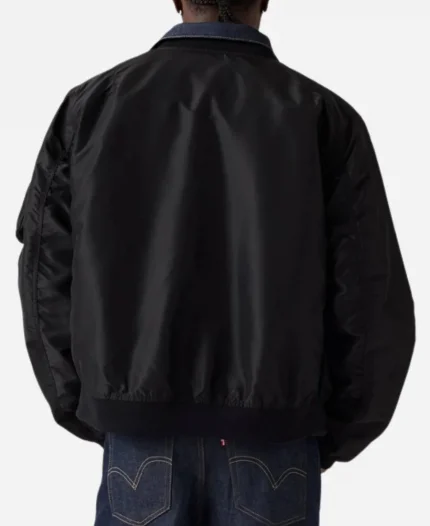  Levi’s x sacai Men’s Denim x Nylon Twill Reversible Blouson Black And Blue Bomber Jacket