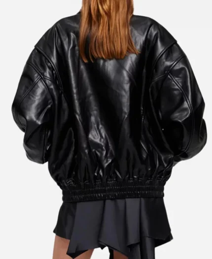 Lioness Kenny Black Leather Bomber Jacket