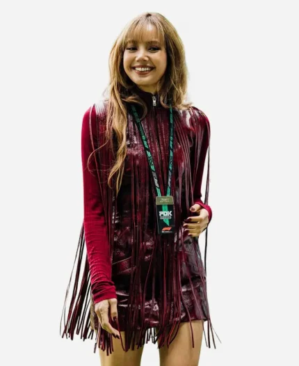 Lisa F1 Miami Grand Prix 2025 Leather Fringe Vest