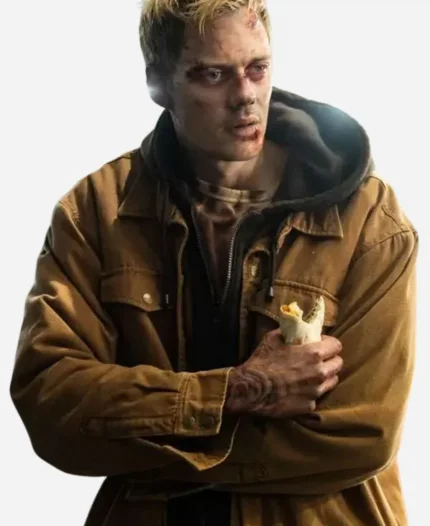 Locked 2025 Bill Skarsgard Brown Jacket