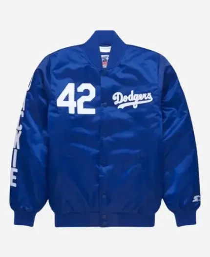 Los Angeles Dodgers Jackie Robinson Blue Full-Snap Satin Jacket