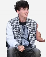 Los Angeles Lakers Game Timothee Chalamet Tweed White Jacket