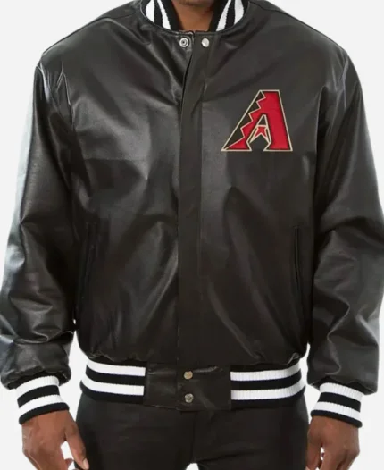 MLB Arizona Diamondbacks Black Leather Varsity Jacket