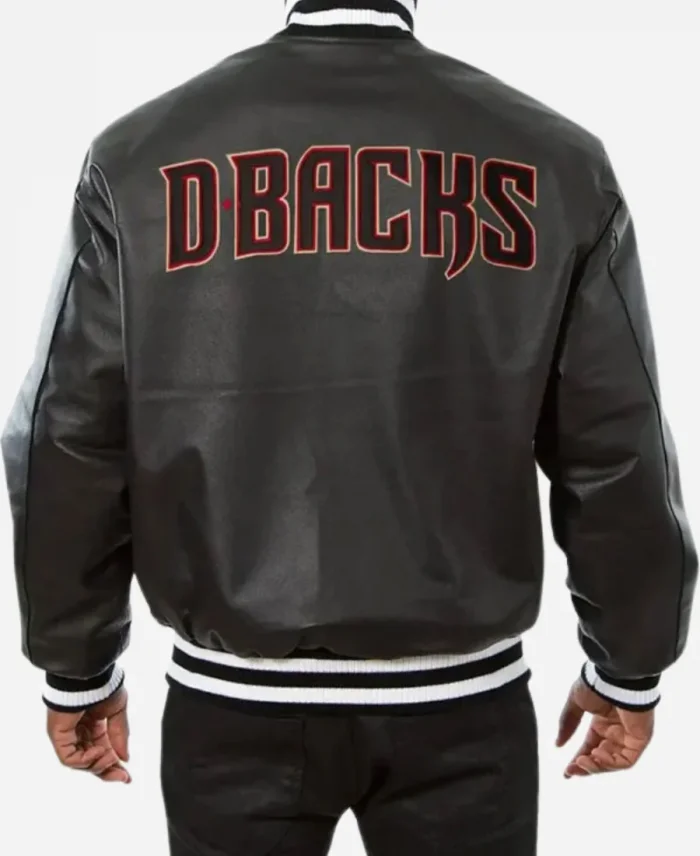 MLB Baseball Team Arizona Diamondbacks 2025 Black Leather Varsity Jacket