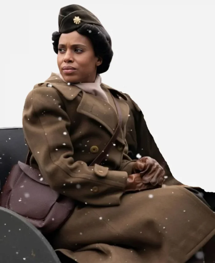 Major Charity Adams Movie The Six Triple Eight Kerry Washington Brown Wool Trench Coat