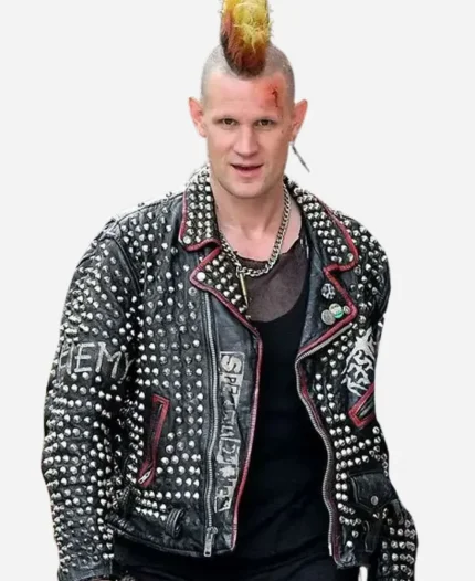 Matt Smith Caught Stealing 2025 Leather Biker Jacket