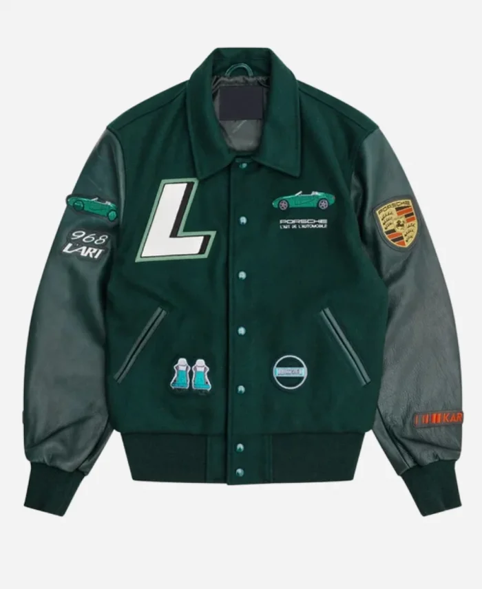 Maya Jama Dark Green Varsity Jacket