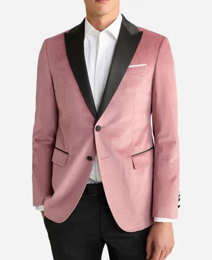 Men's 2 Piece Pink Shawl Lapel Suit