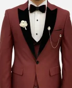 Men's 3 Piece Burgundy Suit