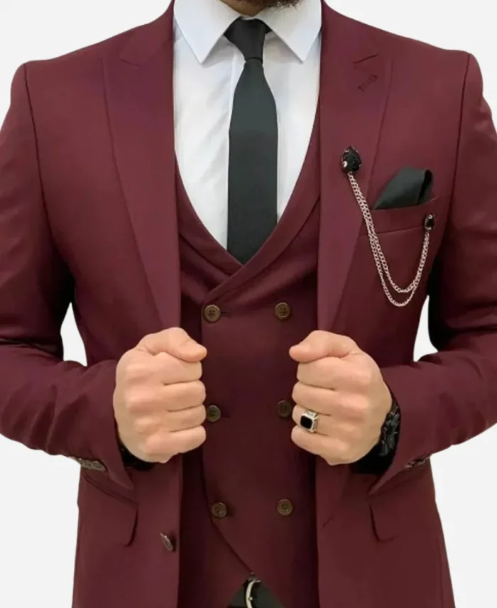 Men’s 3 Piece Burgundy Suit