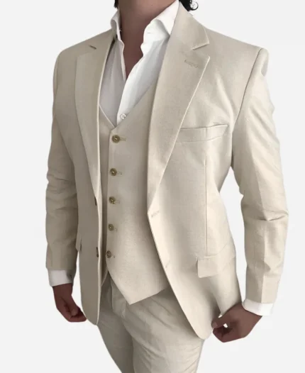 Men's 3 Piece Cream Suit
