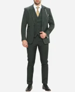 Men's 3 Piece Dark Green Suit
