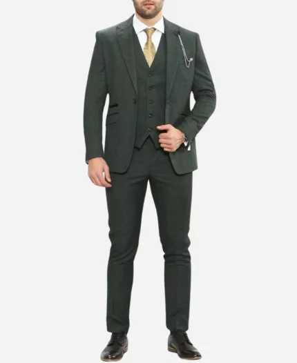Men's 3 Piece Dark Green Suit