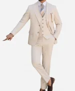 Men's 3 Piece Formal Cream Suit