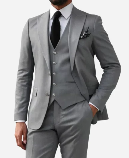 Men’s 3 Piece Light Grey Suit
