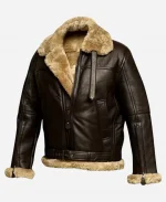 Men’s Brown Shearling Lined Aviator Bomber Jacket