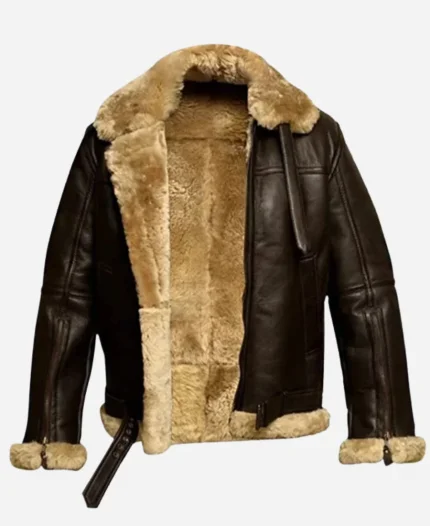Men’s Brown Shearling Lined Aviator Jacket