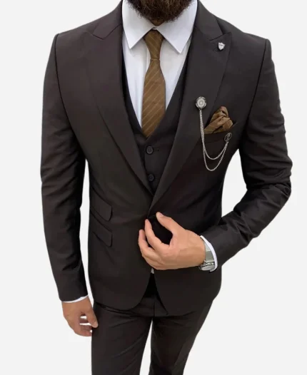 Men’s Brown Three Piece Tuxedo Suit