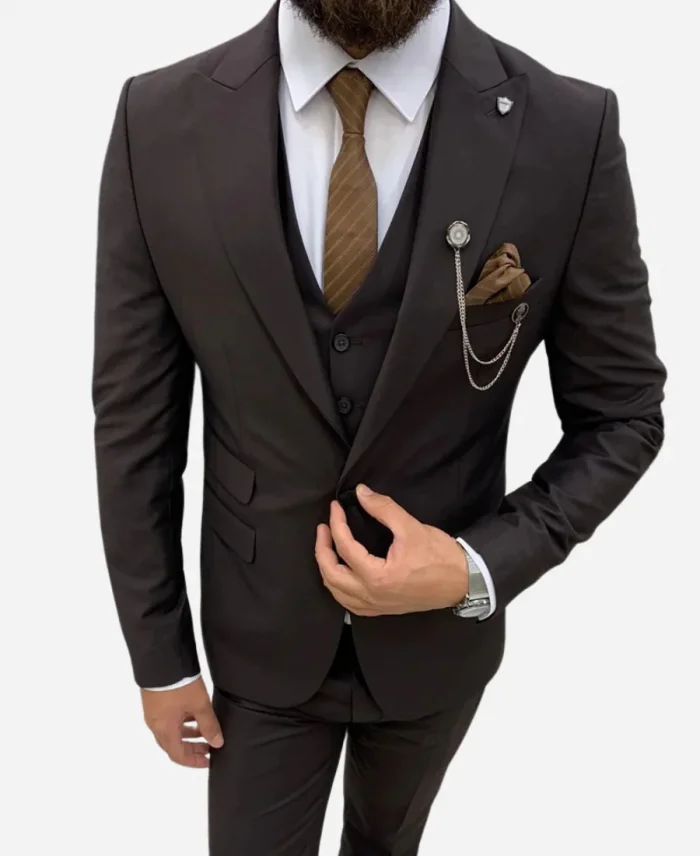 Men’s Brown Three Piece Tuxedo Suit