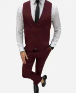 Men’s Burgundy Slim Fit Three Piece Suit