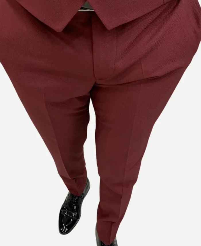 Men's Burgundy Three Piece Tuxedo Suit