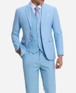 Men's Classic 3 Piece Light Blue Suit